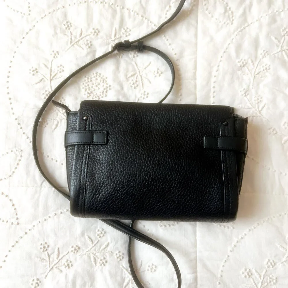 Coach Swagger Wristlet Black  Crossbody Small Handbag Black Pepple Leather